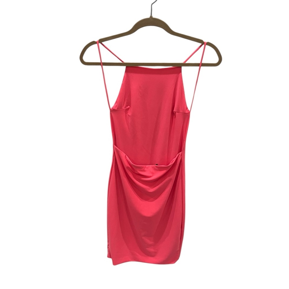 AKIRA Pink Strappy Back Ruched Mini Dress Bodycon Size Small - Picture 2 of 3